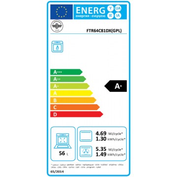 La Germania FTR6 4C 81 D X GPL Κουζίνα 65lt με Εστίες Υγραερίου Π60εκ. Inox
